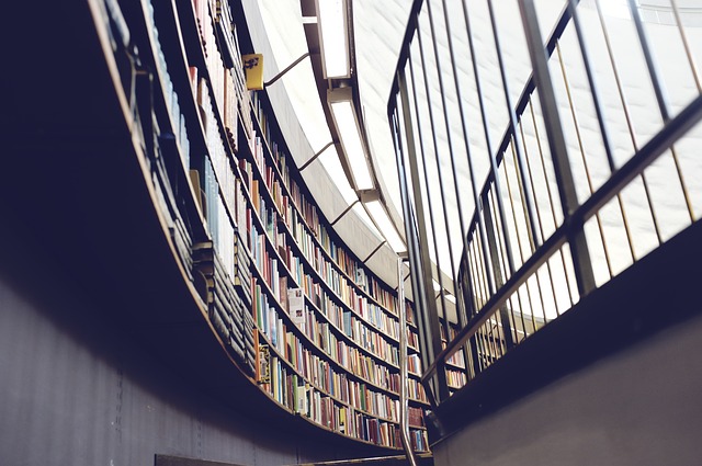 A picture of a university library staircase